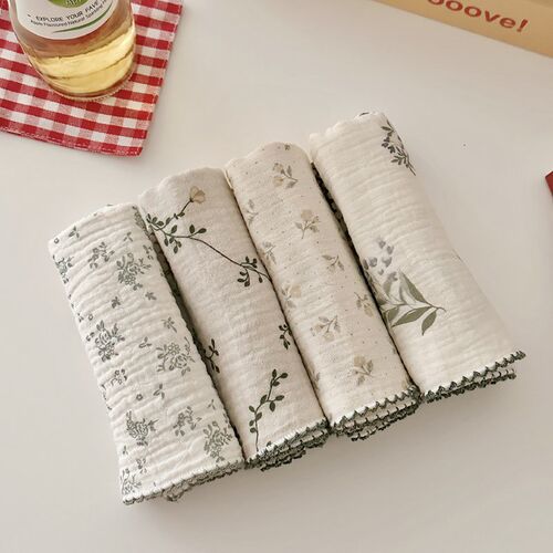 婴儿纱布小方巾a类纯棉宝宝洗脸毛巾薄款吸水儿童手帕复古高级女