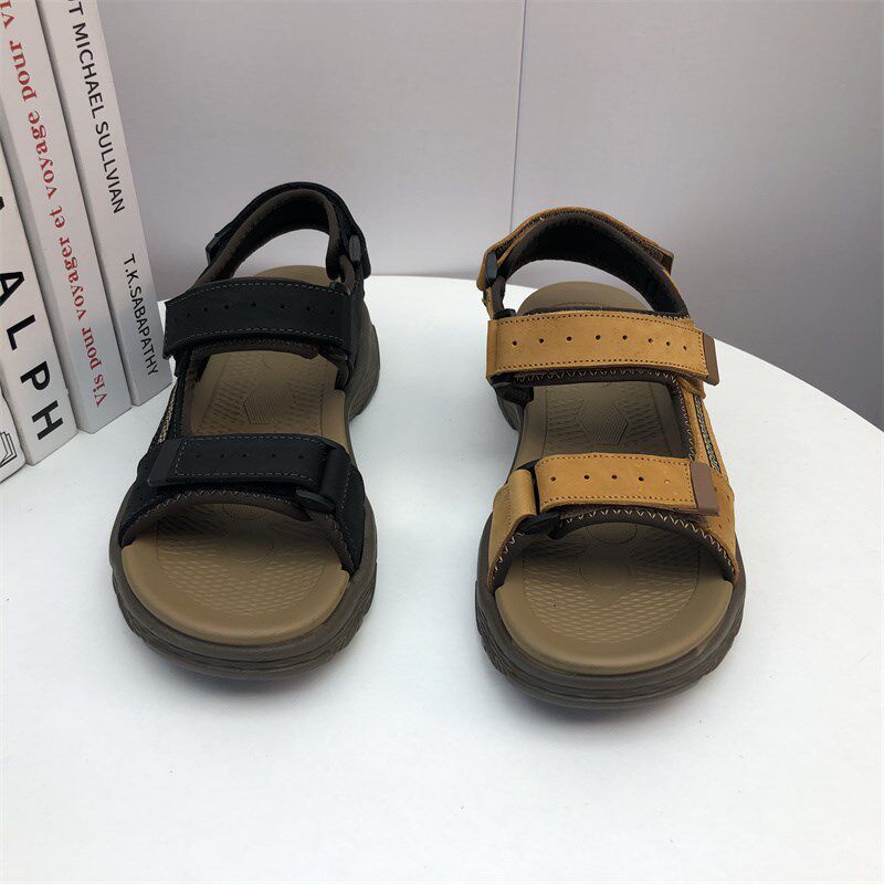 撤柜处理2023夏百搭外穿休闲魔术贴沙滩鞋透气露趾户外凉鞋男单鞋