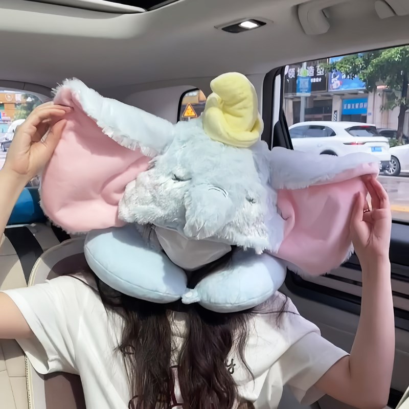 可爱雪莉玫连帽旅行u型枕饼饼护颈便携学生儿童午睡觉办公室专用
