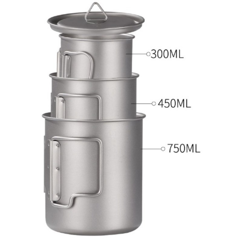 厂家供应户外纯钛折叠杯咖啡杯x420ML折叠固定手柄可做LOGO