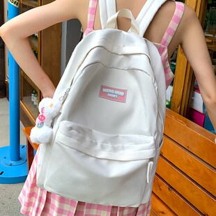 简约书包女大学生日系高颜值双肩包高中青少年背包森系初中生走读