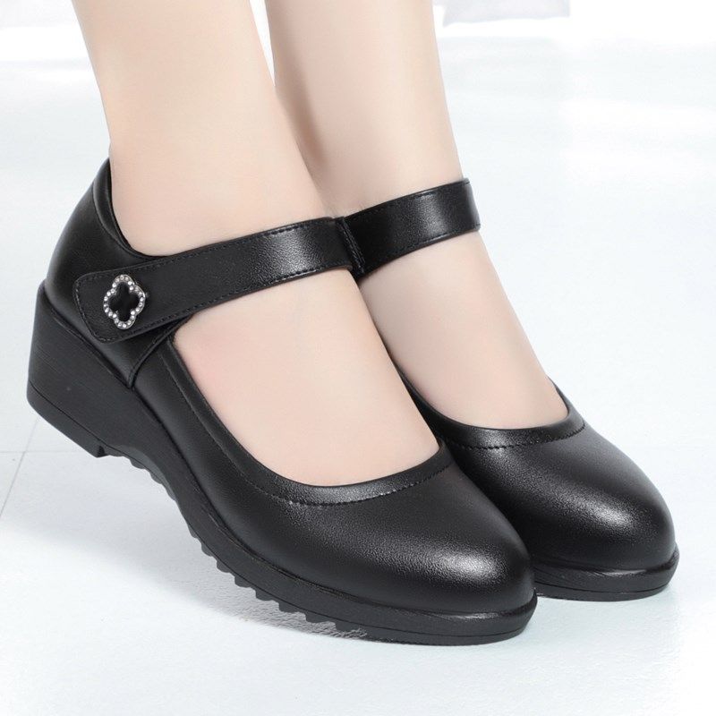 中老年妈妈鞋真皮魔术贴坡跟防滑凉皮鞋牛皮单鞋软底大码奶奶女鞋,女鞋,玛丽珍鞋,淘宝优惠券,粉丝福利购,淘宝优惠卷