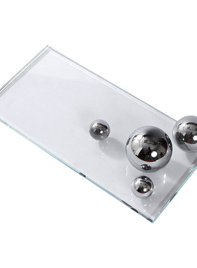 现代极简轻奢客厅桌面软装饰品电镀E银灰色圆球摆盘长方形水晶托