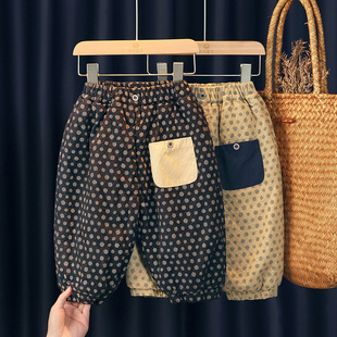 女婴儿纯棉保暖裤 宝宝夹棉裤 男童加厚宽松休闲外穿长裤 新款 子冬季