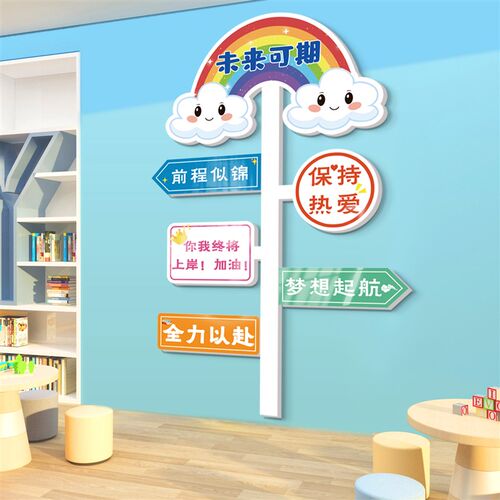 小学教室文化墙贴班级文化布置学生励志标语网红墙纸课室装饰神器
