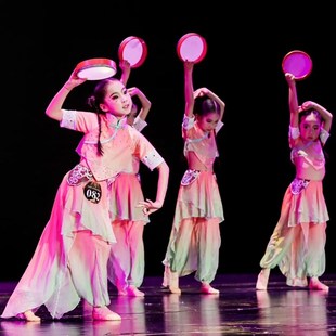 儿童采茶姑娘表演服服装渔梦渔阳演出服白盏茶妤古典舞蹈服听鼓仔