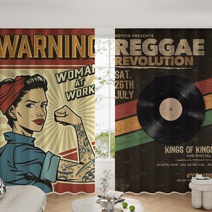 美式窗帘全遮光复古隔断帘家用飘窗短帘卧室书房试衣间遮挡帘防晒