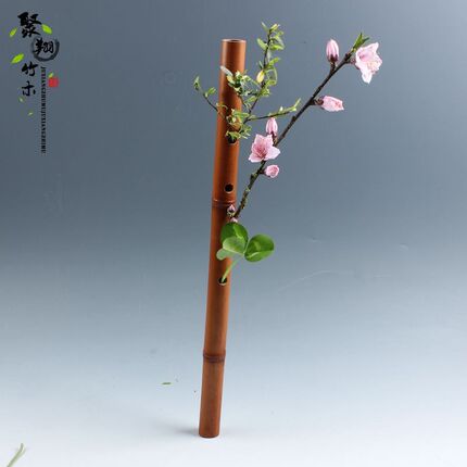 竹笛花插 壁挂式花器挂件仿古 创意竹筒花入花架家居墙面装饰