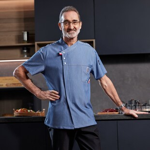 酒店厨师工作服男女短袖总厨工衣高档厨师长服装夏季套装纯棉透气