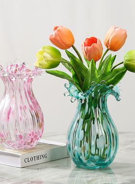 琉璃艺术气泡花瓶摆件与光邂逅现代轻奢插花花器客厅酒店玄关装饰