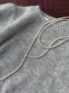 高级感珍珠长款爱心项链女法式复古小众个性简约气质颈链毛衣链