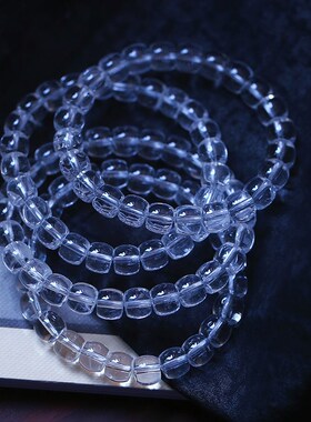 天然净体白水晶直切款单圈手链男女款白色水晶透明珠子手串饰品