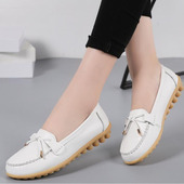 女鞋 春秋特大b码 44白色护士鞋 平跟软底豆豆鞋 43女士工作鞋