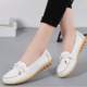 女鞋 春秋特大b码 44白色护士鞋 平跟软底豆豆鞋 43女士工作鞋