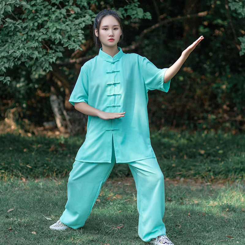 儿童武术服演出服男童太极拳练功服女童训练比赛服春秋中国风棉麻图片