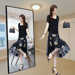 新款 中年40岁女装 两件套裙子2023夏季 连衣裙年轻洋气质妈妈装 夏款