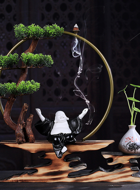 新中式禅意摆件创意家居客厅办公室电视柜软装饰品工艺品玄关摆件