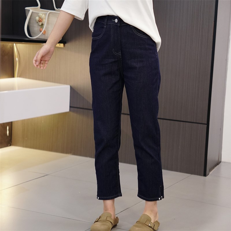 2024薄款裤口小开叉大码烟管裤 100-200斤胖mm高腰显瘦弹力直筒裤