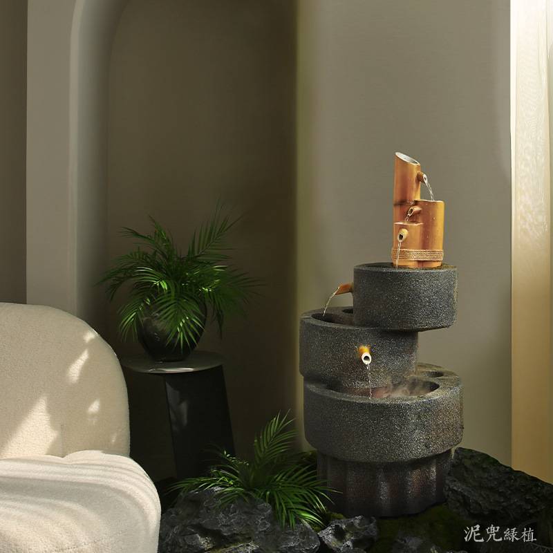 仿真石头假山流水禅意摆件加湿器鱼池景观落地景观造景陈设