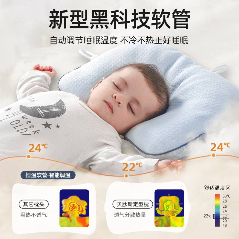 贝肽斯婴儿定型枕0到6个月以上宝宝1岁防偏纠正矫正头型新生枕头