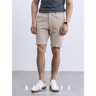 甄选意式 五分裤 绅士夏季 男百搭休闲裤 通勤商务高弹力黑色短裤 夏季