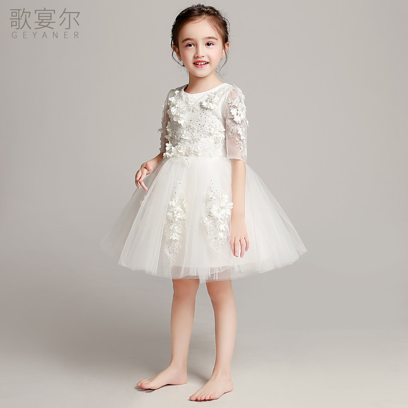 儿童礼服公主裙女童婚纱蓬蓬纱花童钢琴演出服生日主持人晚礼服白,童装/婴儿装/亲子装,儿童礼服,淘宝优惠券,粉丝福利购,淘宝优惠卷