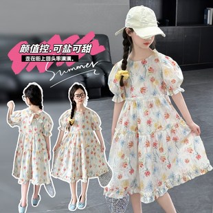 公主裙大童超仙碎花裙 洋气裙子儿童泡泡袖 女童连衣裙夏装 2025新款