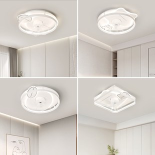 卧室餐厅房间吸顶风扇灯静音简约家用带电一体吊扇灯新款 摇头