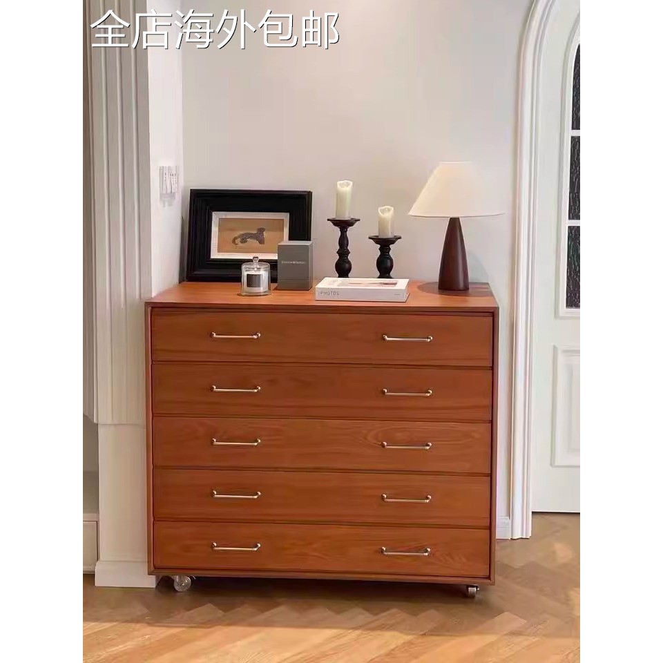 中古玄关五斗柜覆古餐边柜沙发边柜实木移动储物柜卧室收纳床尾柜