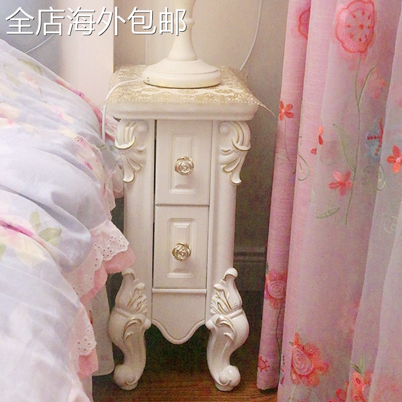 卧室欧式奢华小斗柜白色经济型收纳柜客厅抽屉边柜田园储物实木抽