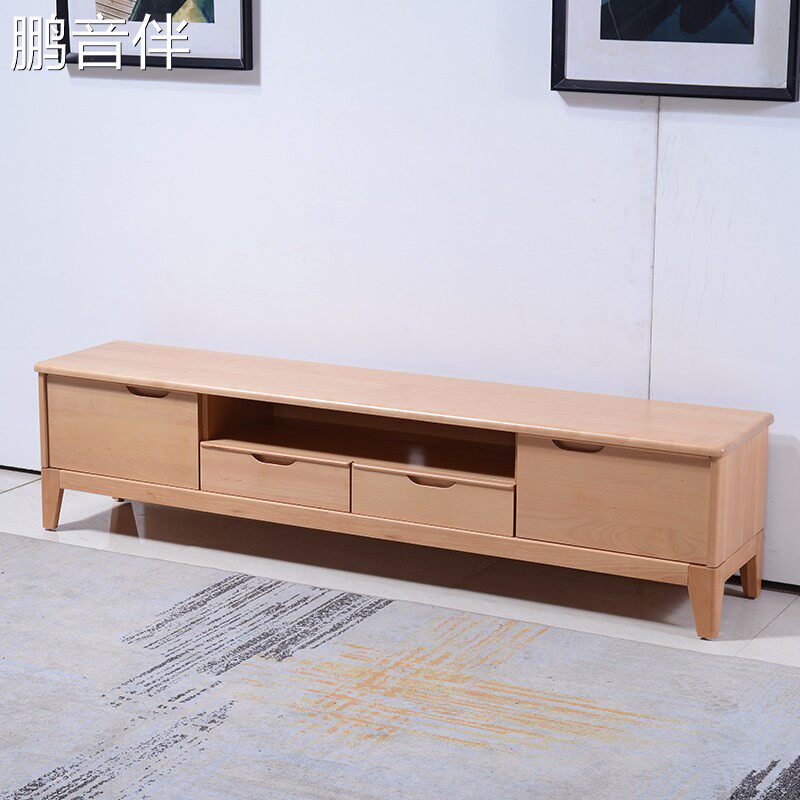 鹏音梦星魂 实木电视柜伸缩地柜组合全榉木原木中古高柜客厅储物靠墙