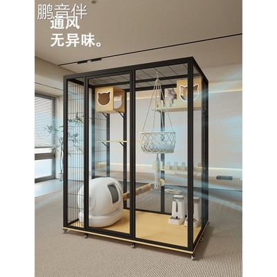 鹏音伴猫别墅铝合金猫 柜 猫窝实木豪华超大空间房屋猫咪笼玻璃展示 柜 猫房摆件饰品
