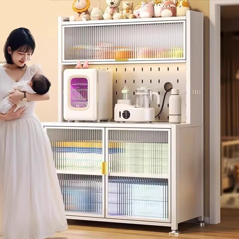 鹏音伴婴儿喂养台收纳柜宝宝用品铁皮柜落地多功能置物架多层防尘储物柜配件