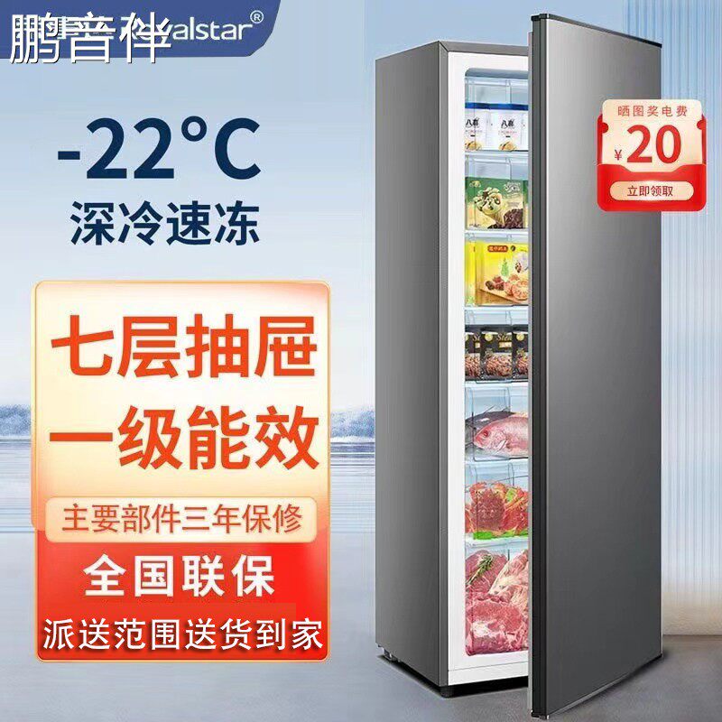 鹏音荣事达冰柜箱小型冷柜家用冷冻立式全冷冻柜单门省电抽屉式非无霜