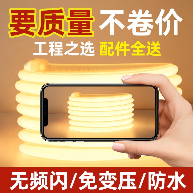 灯带店铺商用 无频闪室内户外220v防水防晒门头cob露台led软灯条