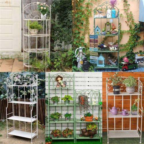 铁艺四层花架镂空折叠置物落地抬高室园户外收纳多肉庭院爬藤昌震