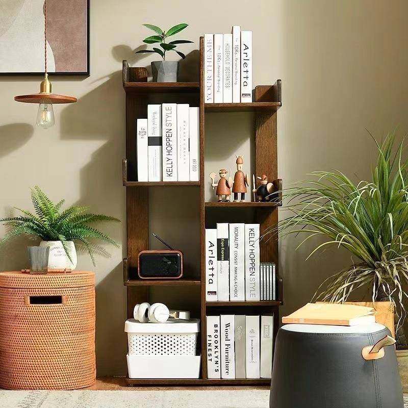 实木书架置物架落地简易家用客厅卧室靠墙花架简约创意树形小书柜