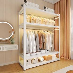 货架衣柜衣帽间置物架开放式家用落地式挂衣架出租屋简易铁架连锁