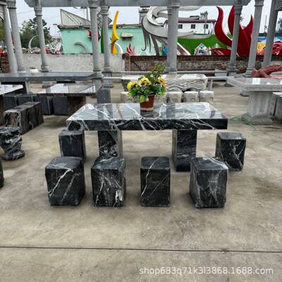 石桌石凳庭院花园户外一套天然大理石家用别墅茶台花岗岩石头桌凳
