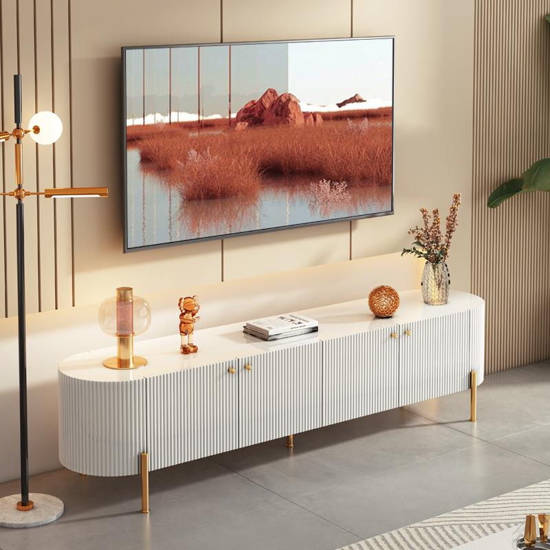 轻奢电视柜茶几组合大小户型客厅地柜现代简约岩板白色卧室储物柜