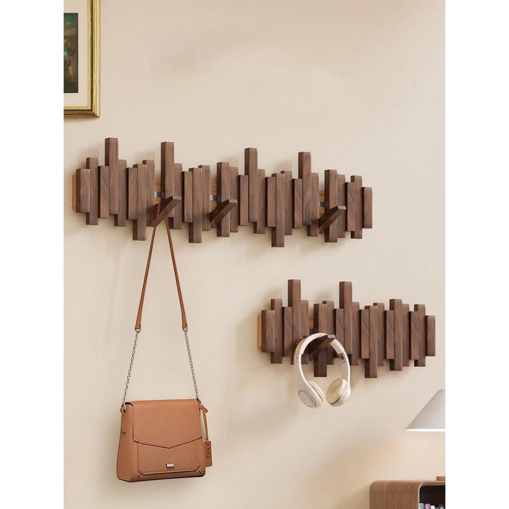 物免卧室入户壁T键后置衣帽挂钩实木进门挂衣架钢琴墙上打孔玄关