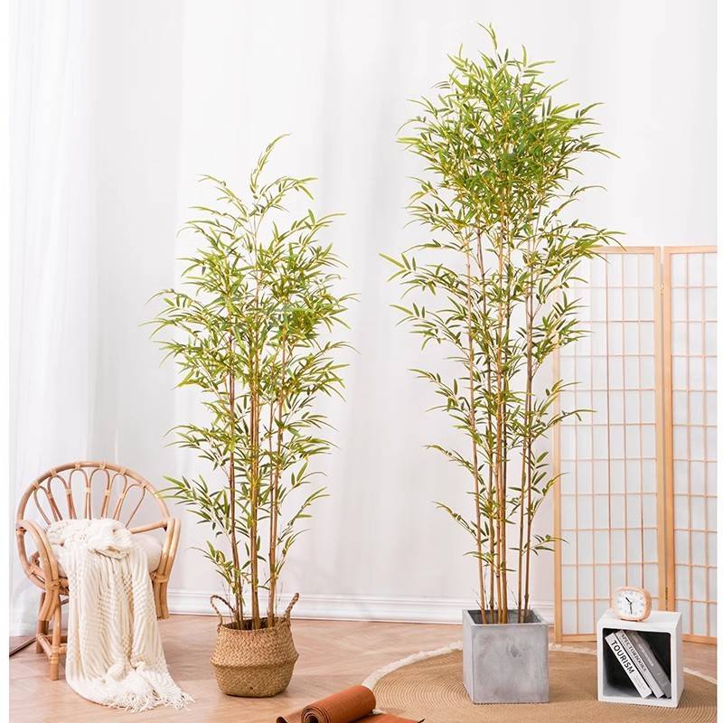 仿真竹子客厅装饰新中式禅意绿植落地盆栽摆件大型植物盆景假竹子