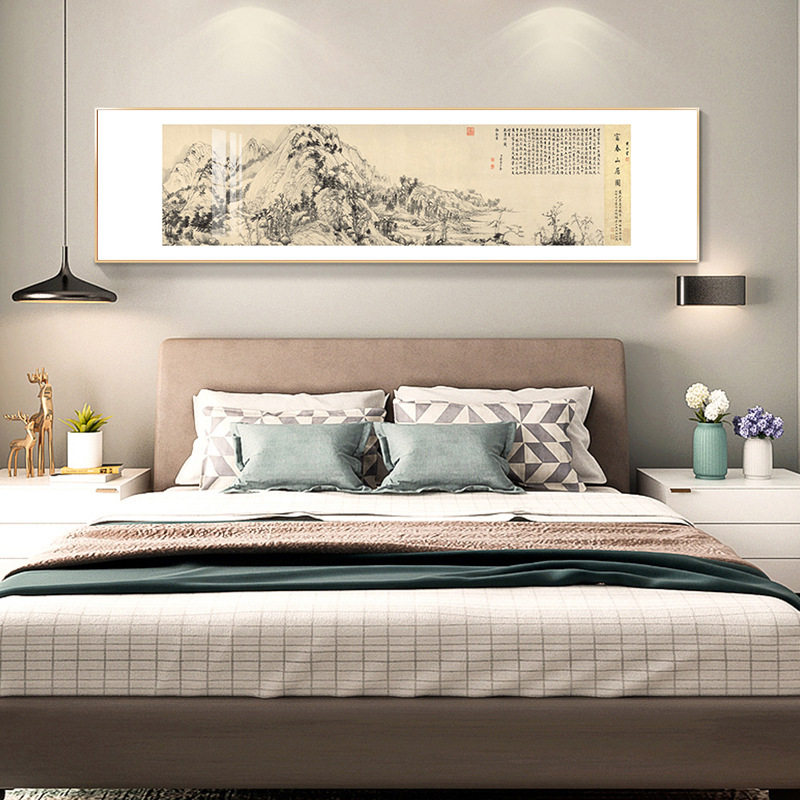 富春山居图挂画茶室装饰画壁画办公室国画新中式中国风油画布挂墙