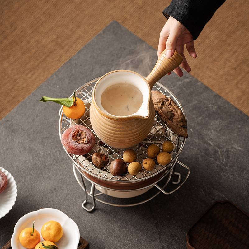 围炉煮茶家用室内中式茶馆陶罐侧把煮茶壶碳火网红罐罐茶煮茶器
