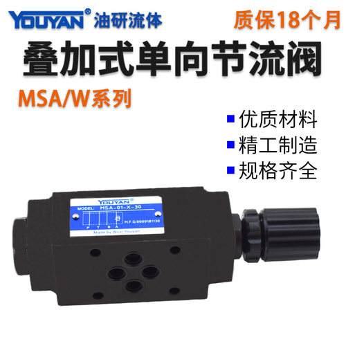 MSA-04单向节流阀MSW-01-X-50叠加式MSB-03-Y液压MSW-03代替YUKEN
