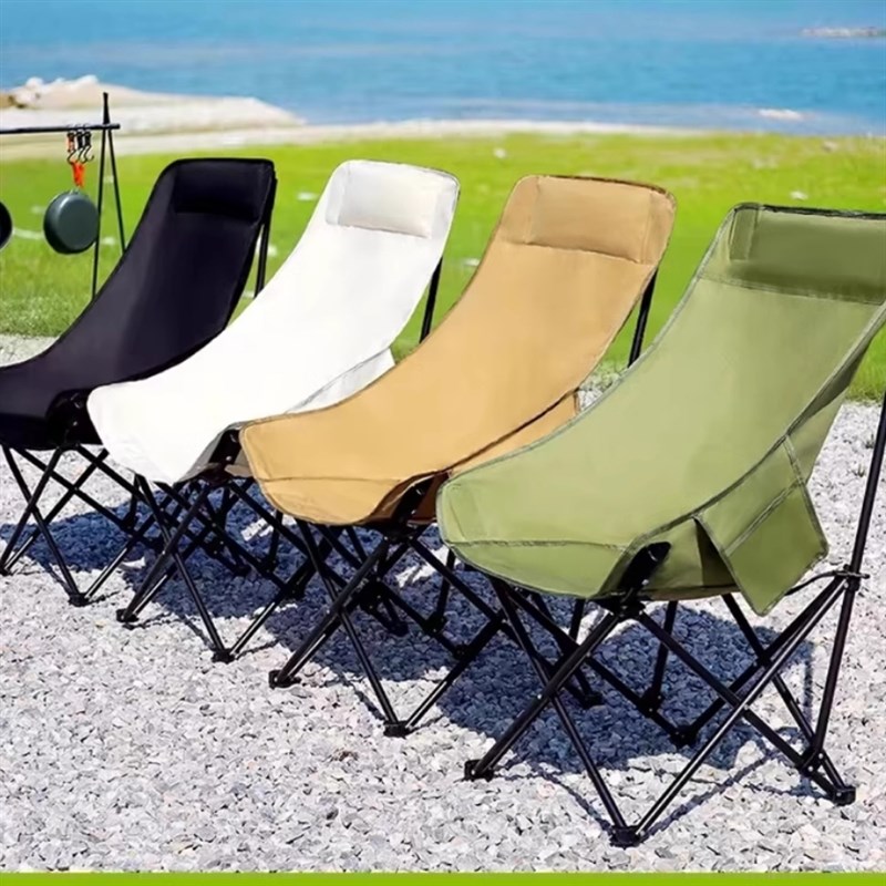 户外折叠椅靠背j月亮椅露营便携躺椅钓鱼凳导演椅子沙滩椅野餐旅