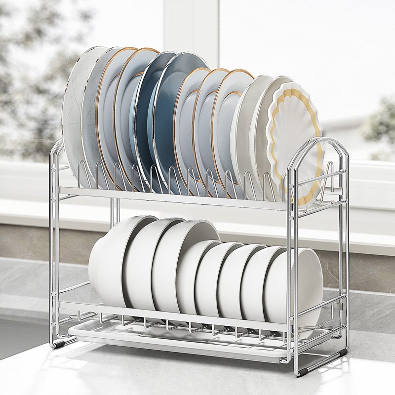 沥水架碗架厨房置物架小尺寸304不锈G钢 双层碗碟架沥水篮碟架小