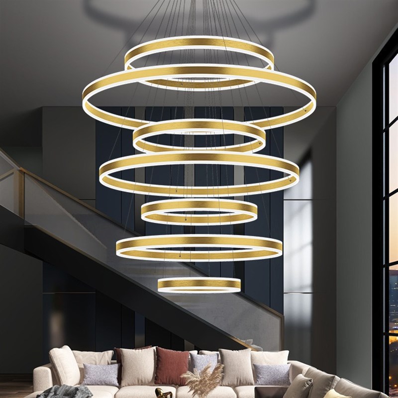 复式楼大吊灯现代轻奢别墅创意客厅灯酒F店大堂售楼部loft楼梯吊