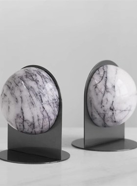 简约现代大理石书档摆件样板间书房办公桌书立U书靠书夹装饰品