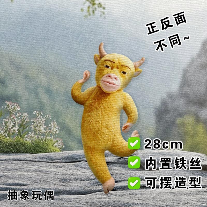 牛来老鼠干抽象玩偶内置铁丝骨架娃娃可造型牛妈妈毛绒公仔送礼物
